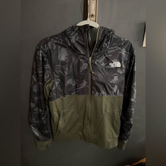 The Northface Full Zip Down Hooded Jacket Men's Size Small Green Black Multi - Picture 5 of 9